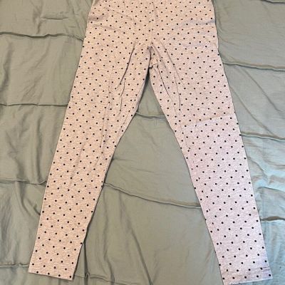 Old Navy Fashion Leggings Light Gray W/Black Polka Dots - Size Large